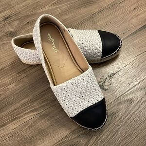 J McLaughlin Womens Redding 2 Black White Espadrille Flat Leather Slip On 9M